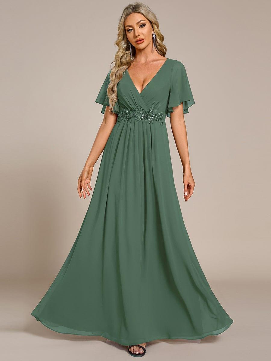 ever IVYROSE|Elegant Chiffon Applique Evening Dress with Flutter Sleeves