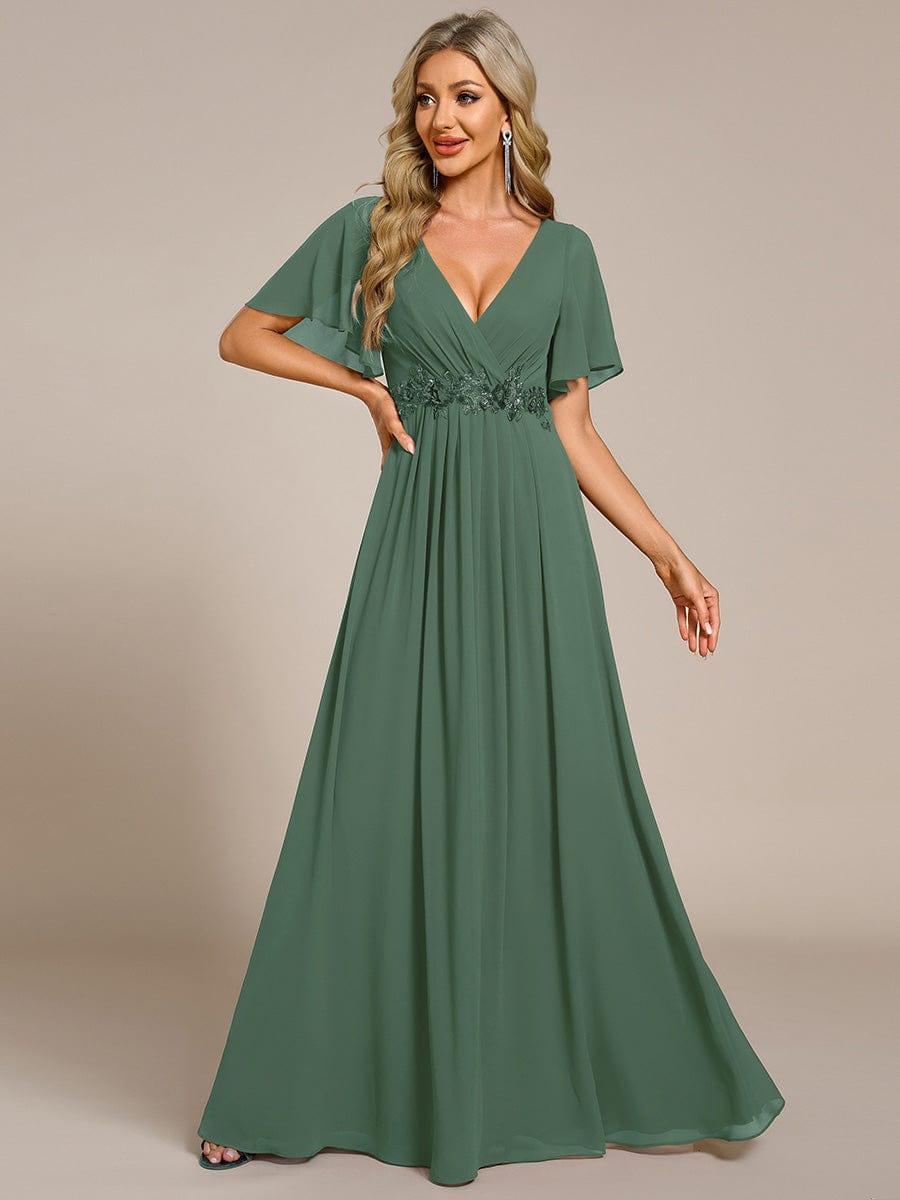 ever IVYROSE|Elegant Chiffon Applique Evening Dress with Flutter Sleeves