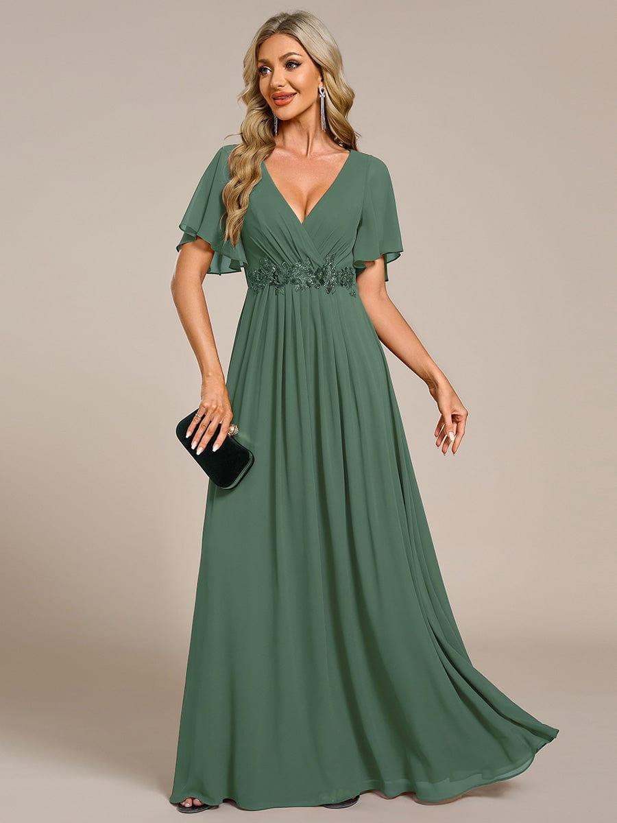 ever IVYROSE|Elegant Chiffon Applique Evening Dress with Flutter Sleeves