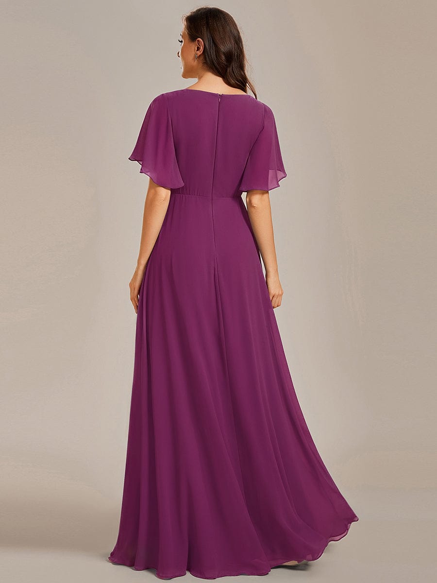 ever IVYROSE|Elegant Chiffon Applique Evening Dress with Flutter Sleeves
