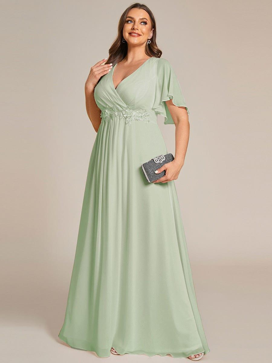 ever IVYROSE|Elegant Chiffon Applique Evening Dress with Flutter Sleeves