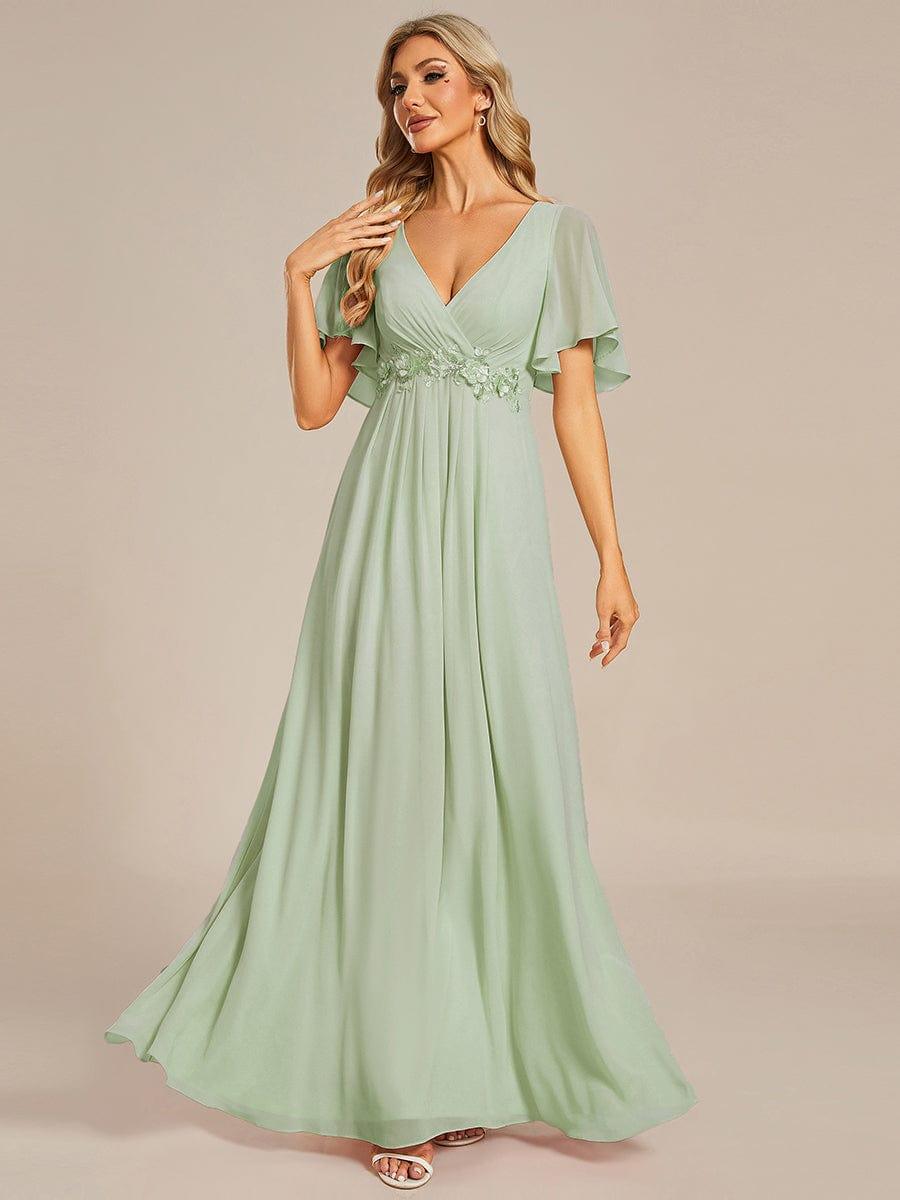 ever IVYROSE|Elegant Chiffon Applique Evening Dress with Flutter Sleeves