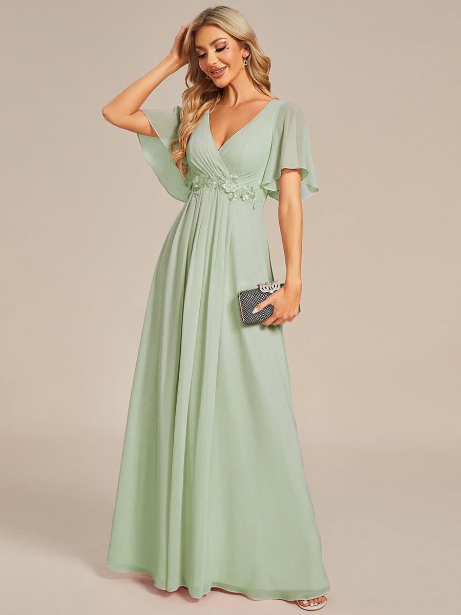 ever IVYROSE|Elegant Chiffon Applique Evening Dress with Flutter Sleeves