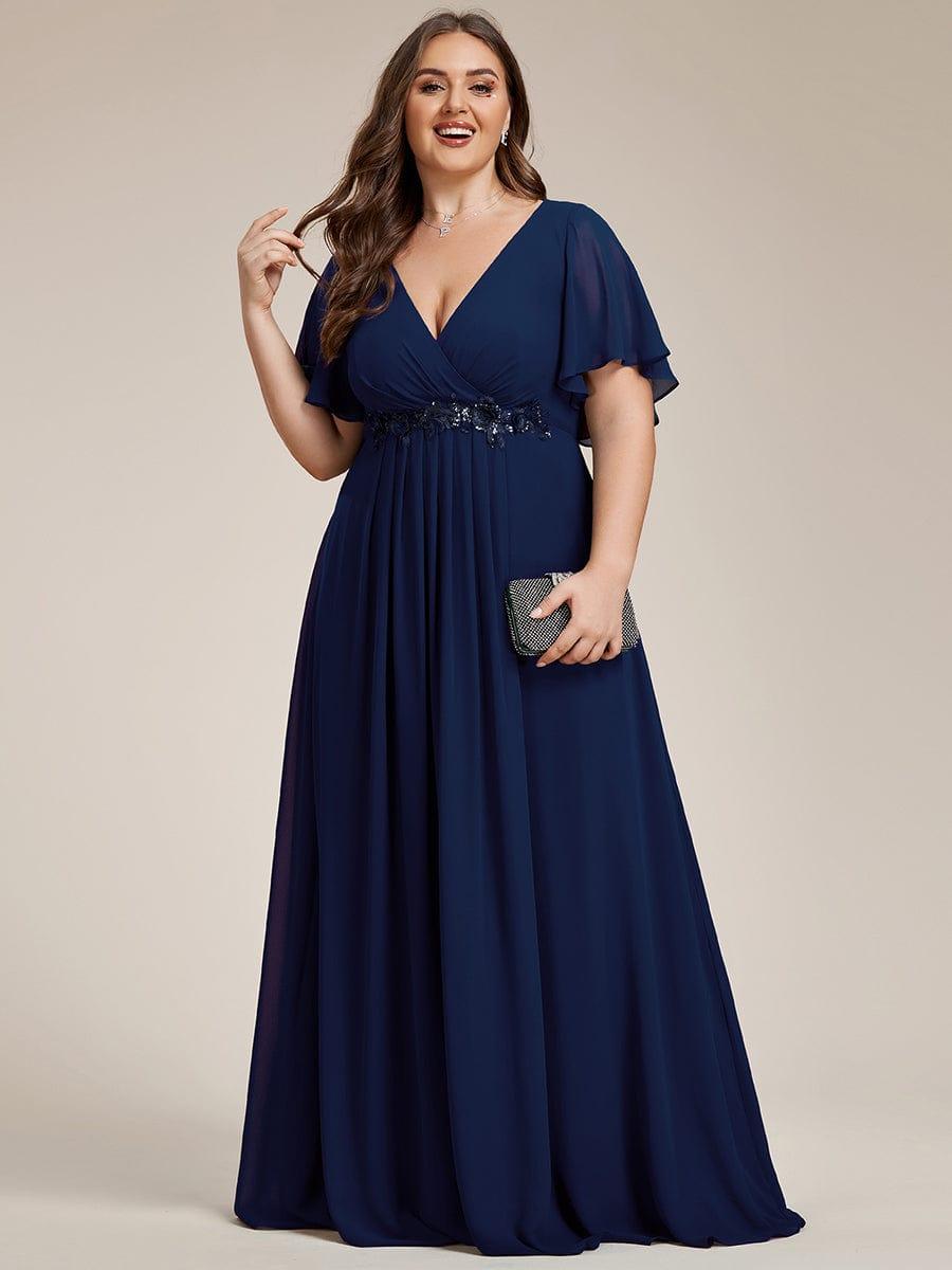 ever IVYROSE|Elegant Chiffon Applique Evening Dress with Flutter Sleeves