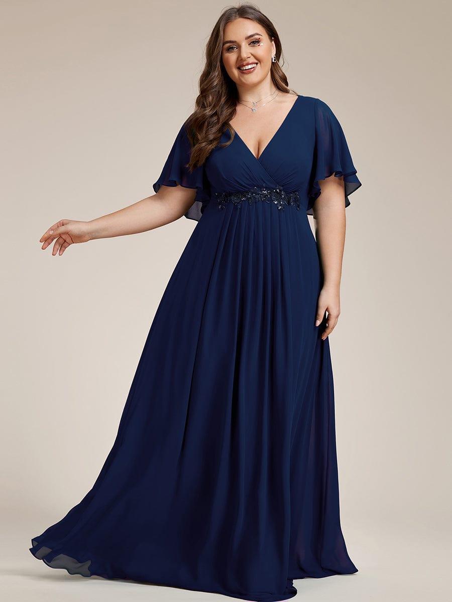 ever IVYROSE|Elegant Chiffon Applique Evening Dress with Flutter Sleeves