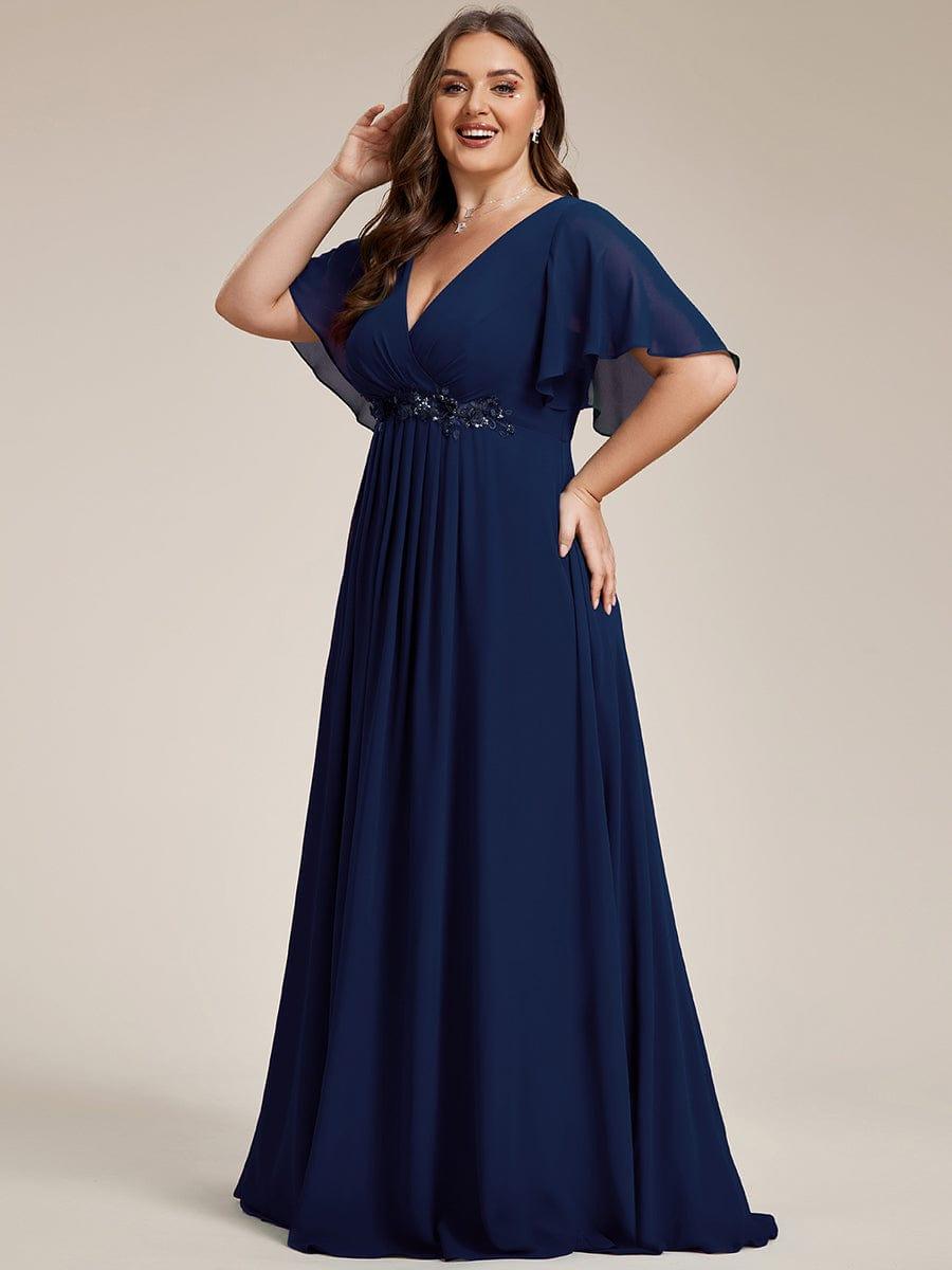 ever IVYROSE|Elegant Chiffon Applique Evening Dress with Flutter Sleeves