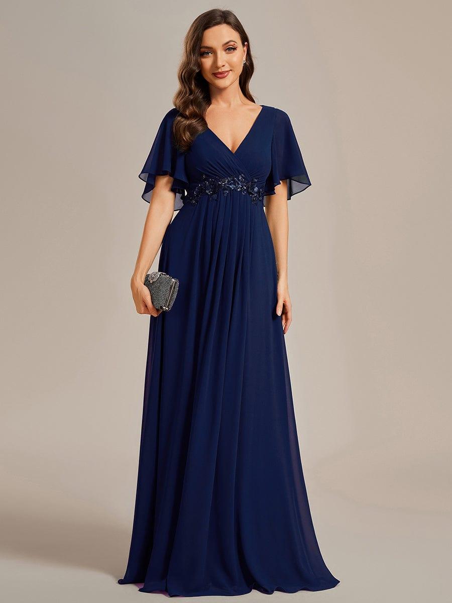 ever IVYROSE|Elegant Chiffon Applique Evening Dress with Flutter Sleeves
