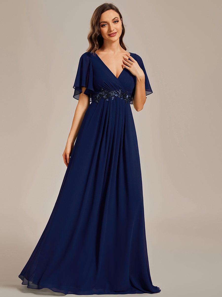 ever IVYROSE|Elegant Chiffon Applique Evening Dress with Flutter Sleeves