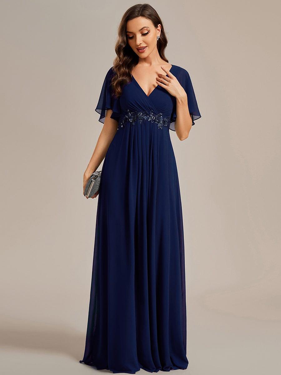 ever IVYROSE|Elegant Chiffon Applique Evening Dress with Flutter Sleeves