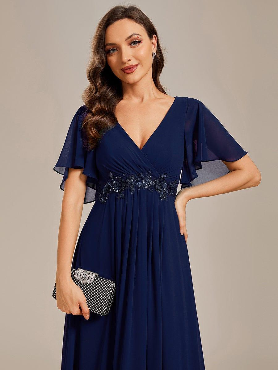 ever IVYROSE|Elegant Chiffon Applique Evening Dress with Flutter Sleeves