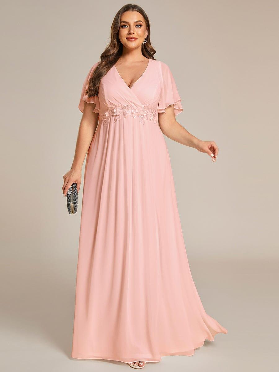 ever IVYROSE|Elegant Chiffon Applique Evening Dress with Flutter Sleeves
