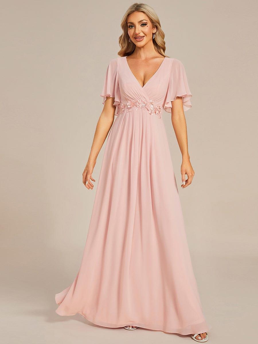 ever IVYROSE|Elegant Chiffon Applique Evening Dress with Flutter Sleeves