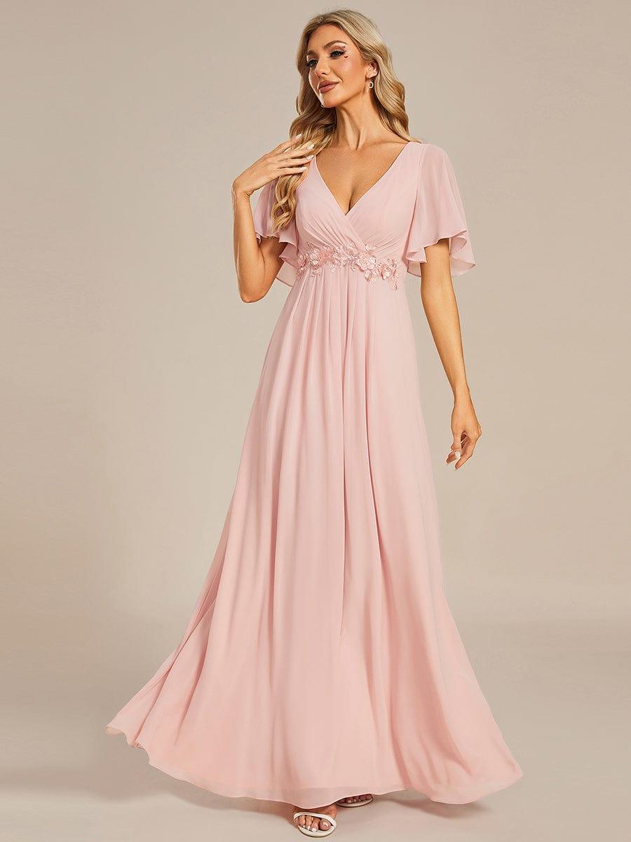 ever IVYROSE|Elegant Chiffon Applique Evening Dress with Flutter Sleeves