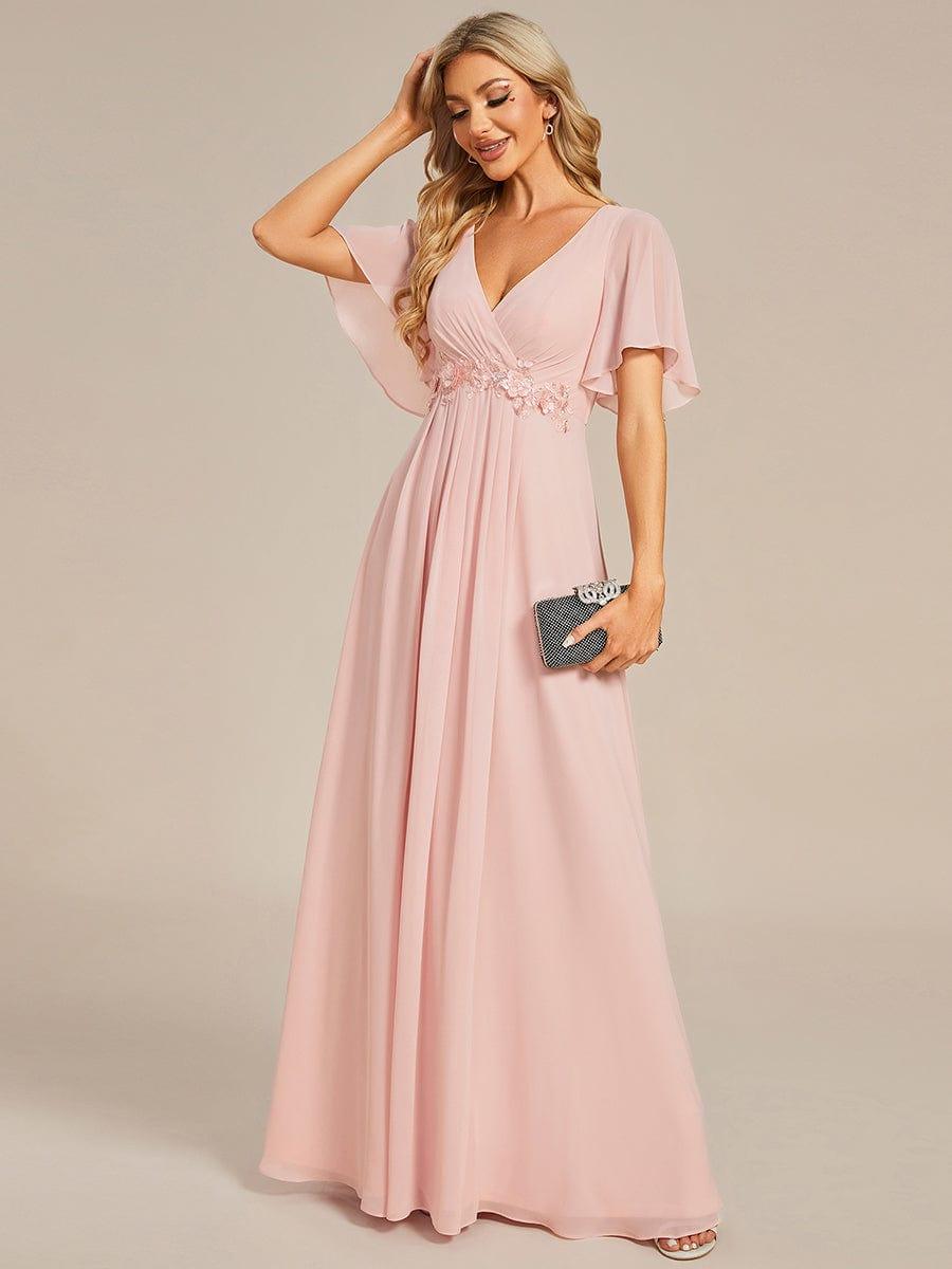 ever IVYROSE|Elegant Chiffon Applique Evening Dress with Flutter Sleeves