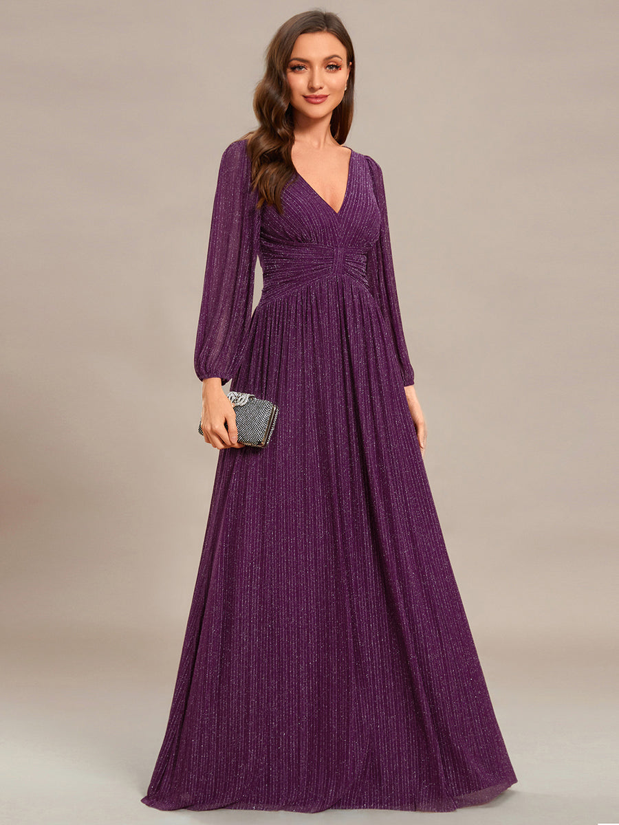 ever BRYM|Sparkle Long Sleeve Formal Evening Dress with A-line Silhouette