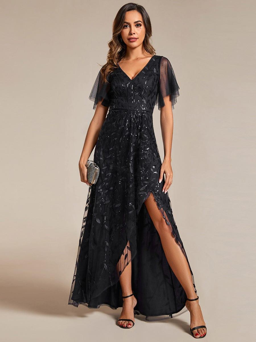ever ALIX|V-Neck High Slit Sequined Evening Dresses