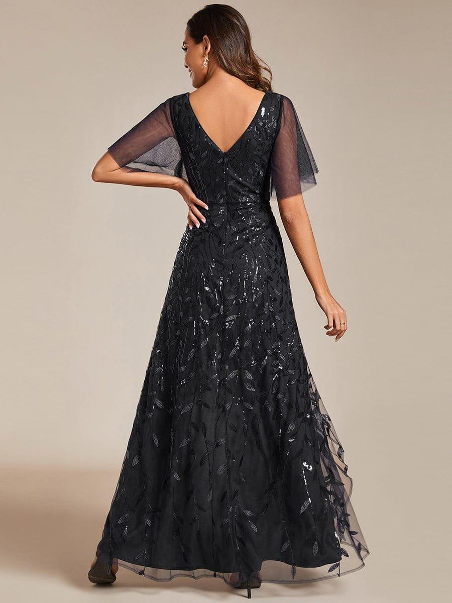 ever ALIX|V-Neck High Slit Sequined Evening Dresses