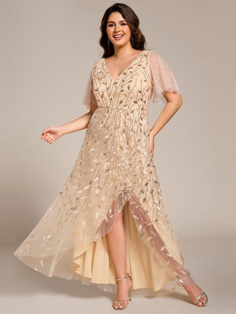 ever ALIX|V-Neck High Slit Sequined Evening Dresses