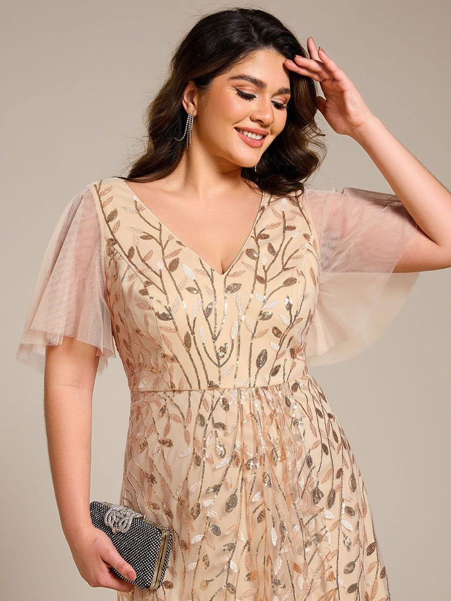 ever ALIX|V-Neck High Slit Sequined Evening Dresses