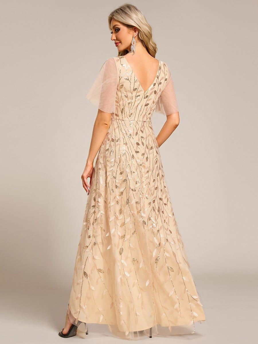 ever ALIX|V-Neck High Slit Sequined Evening Dresses