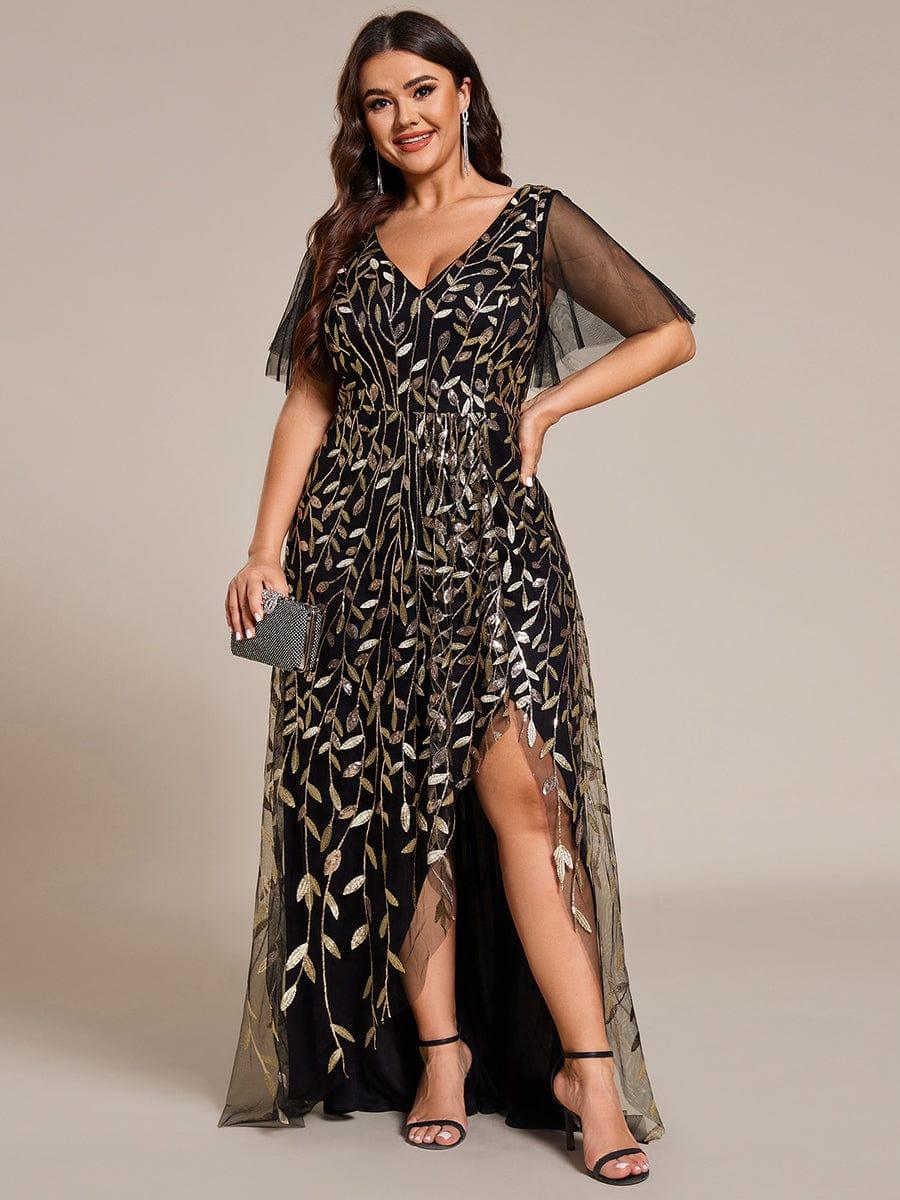 ever ALIX|V-Neck High Slit Sequined Evening Dresses