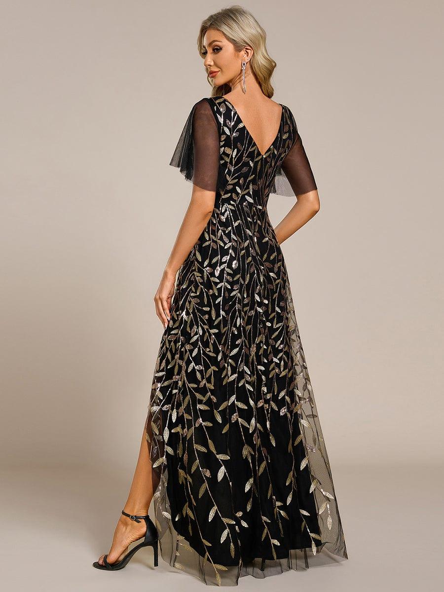 ever ALIX|V-Neck High Slit Sequined Evening Dresses