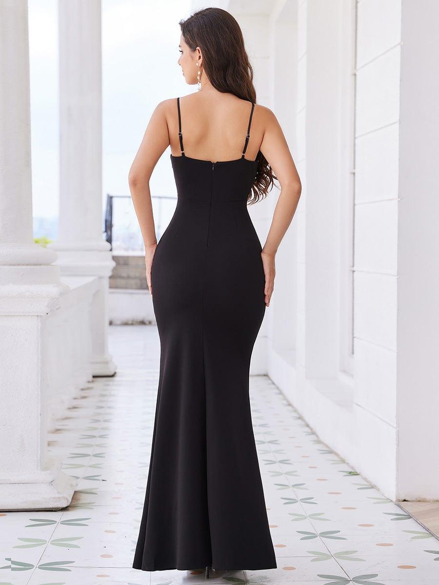 Elegant Spaghetti Strap Beaded Bodycon Evening Dress