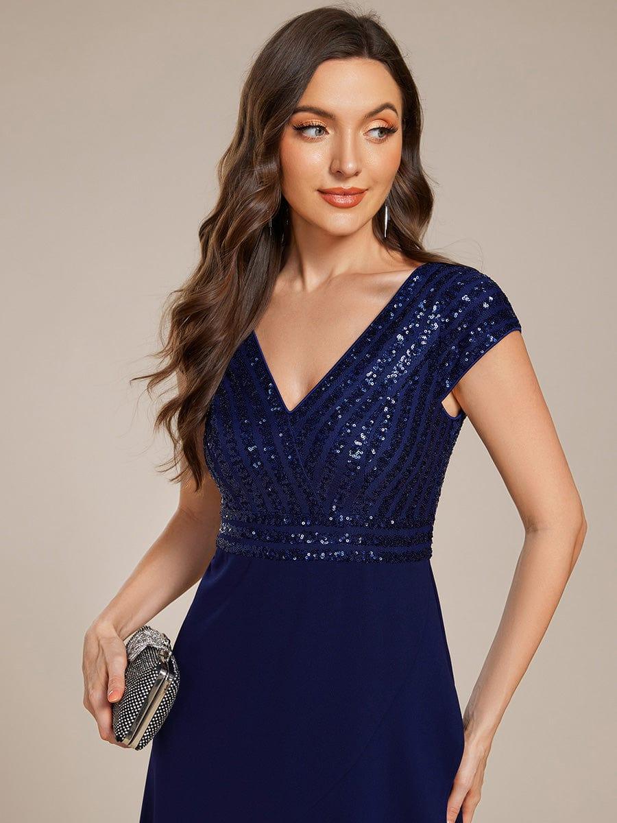 ever BAYLOR|Short Sleeve Sequin Asymmetrical Midi Evening Dress