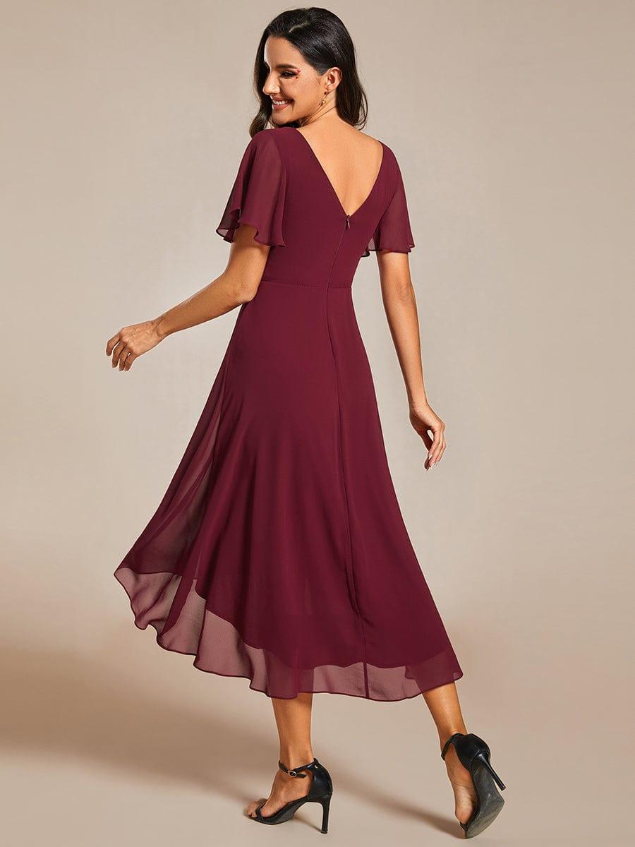ever FAYE|Chic V Neck High-Low Wedding Guest Dress