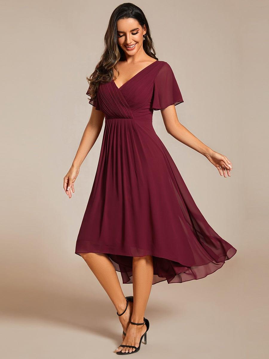 ever FAYE|Chic V Neck High-Low Wedding Guest Dress
