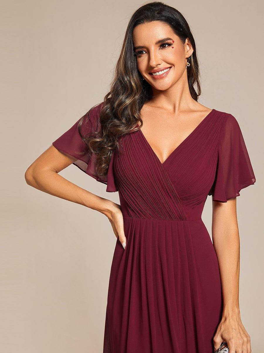 ever FAYE|Chic V Neck High-Low Wedding Guest Dress