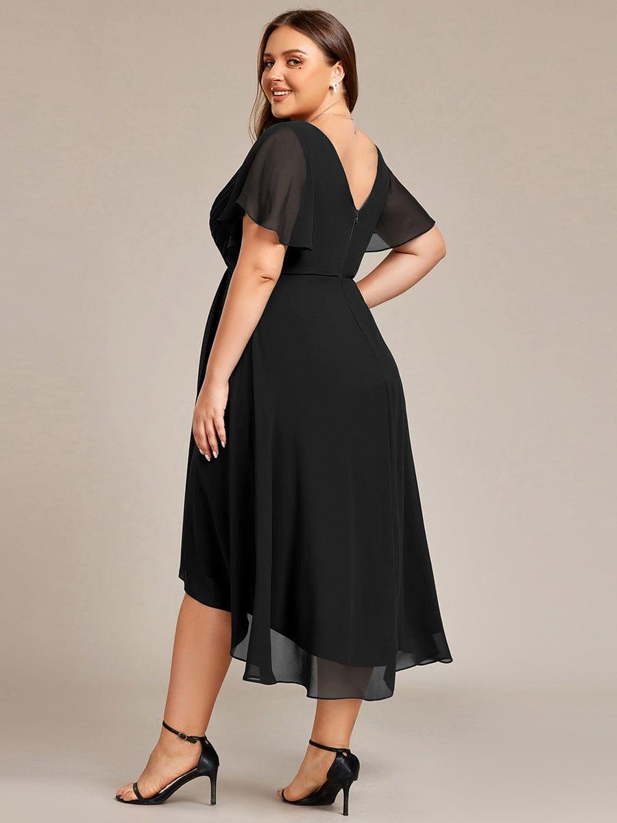 ever FAYE|Chic V Neck High-Low Wedding Guest Dress