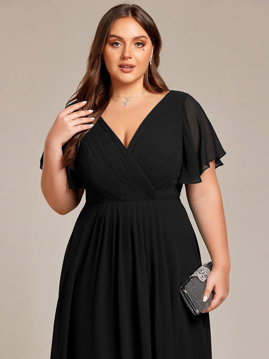 ever FAYE|Chic V Neck High-Low Wedding Guest Dress