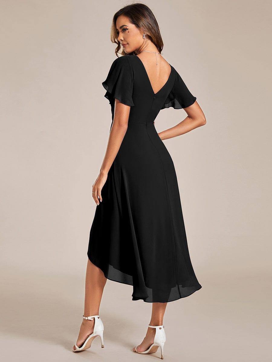 ever FAYE|Chic V Neck High-Low Wedding Guest Dress
