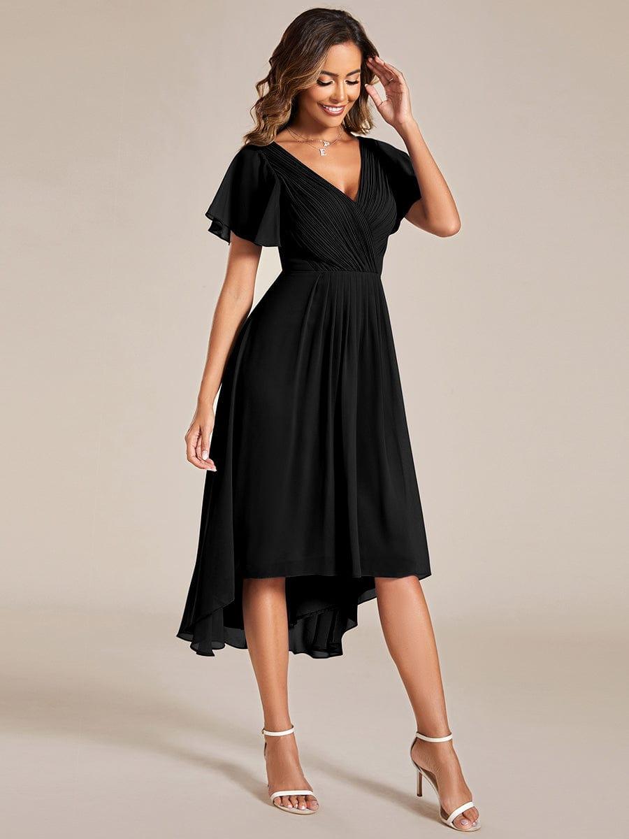 ever FAYE|Chic V Neck High-Low Wedding Guest Dress