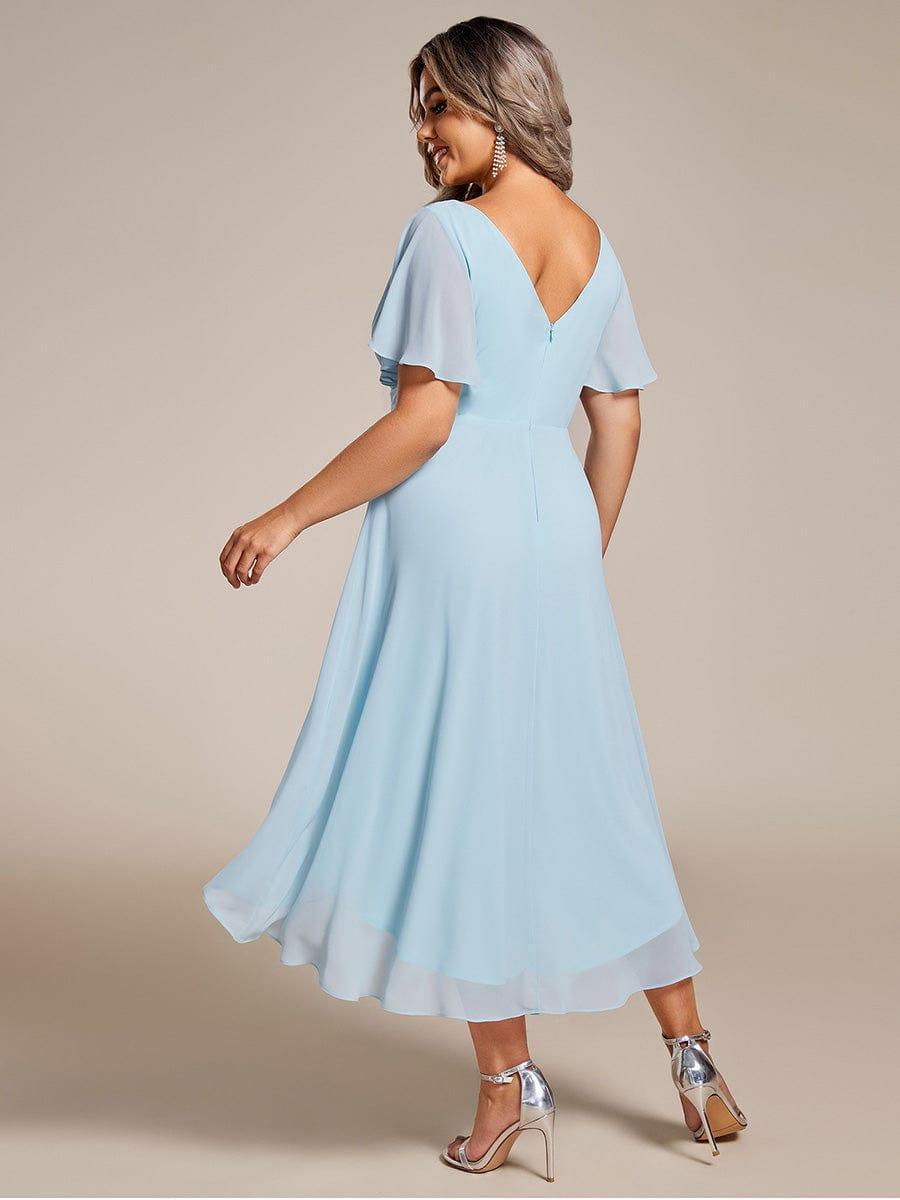 ever FAYE|Chic V Neck High-Low Wedding Guest Dress