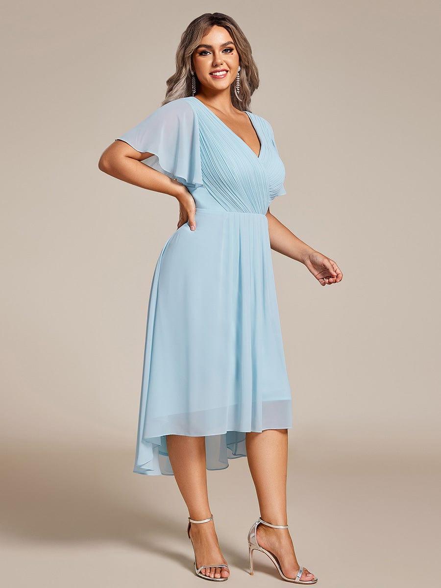pretty FAYE|Plus Size V-Neck High-Low Chiffon Wedding Guest Dress