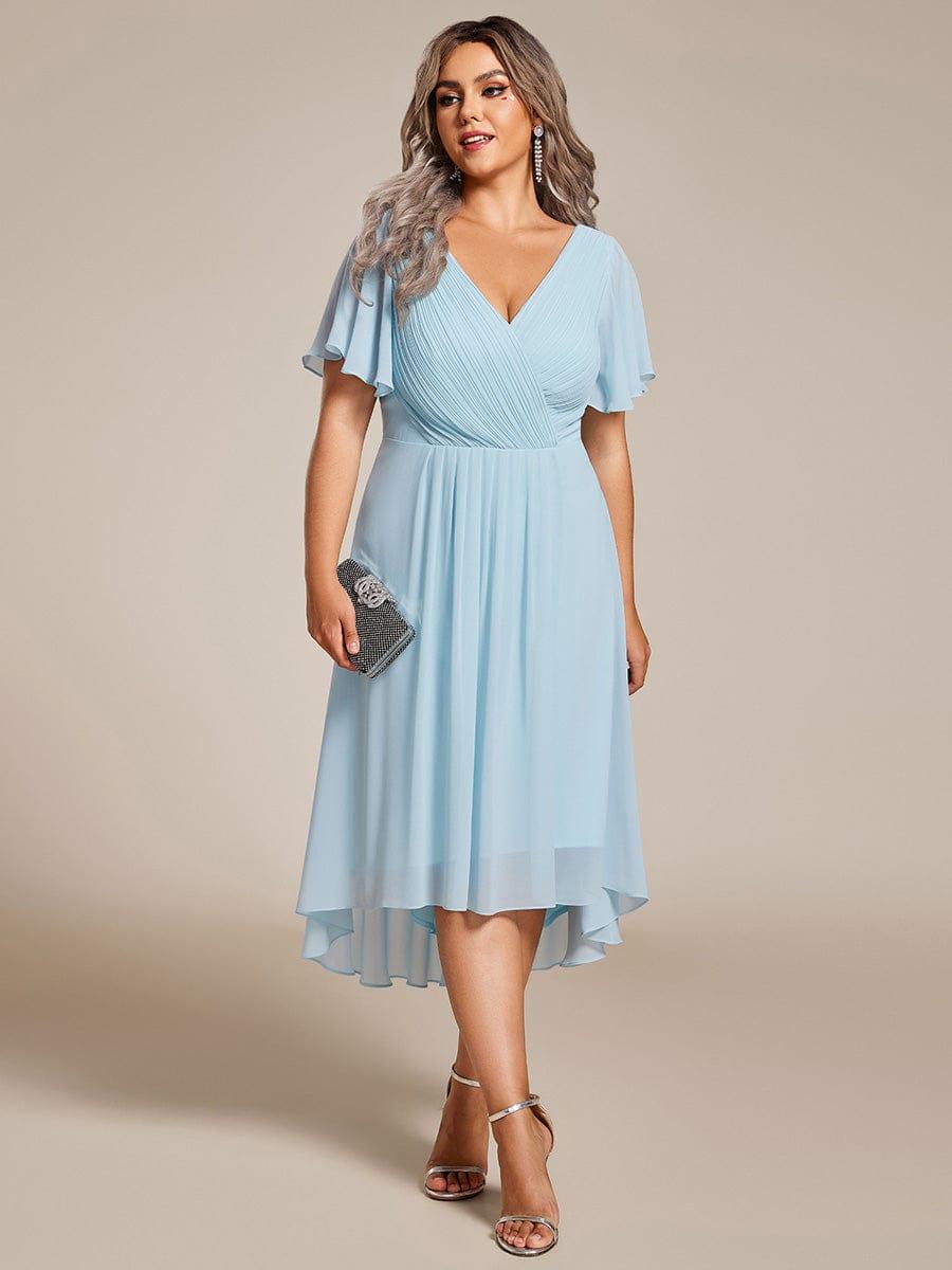 pretty FAYE|Plus Size V-Neck High-Low Chiffon Wedding Guest Dress
