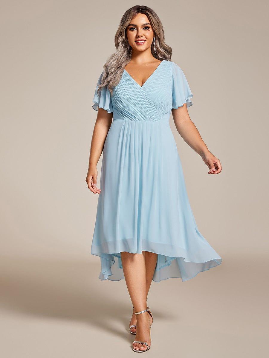 pretty FAYE|Plus Size V-Neck High-Low Chiffon Wedding Guest Dress