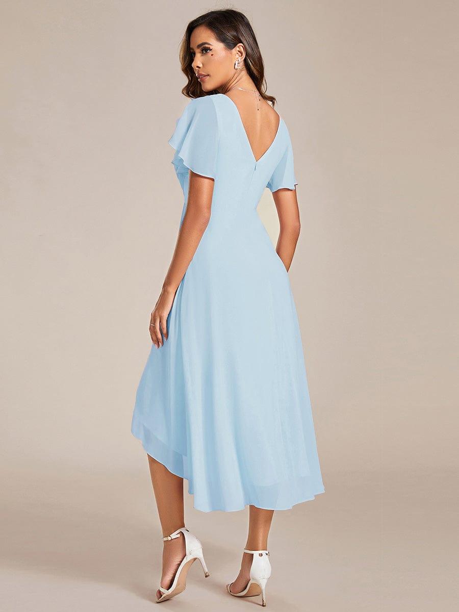 ever FAYE|Chic V Neck High-Low Wedding Guest Dress