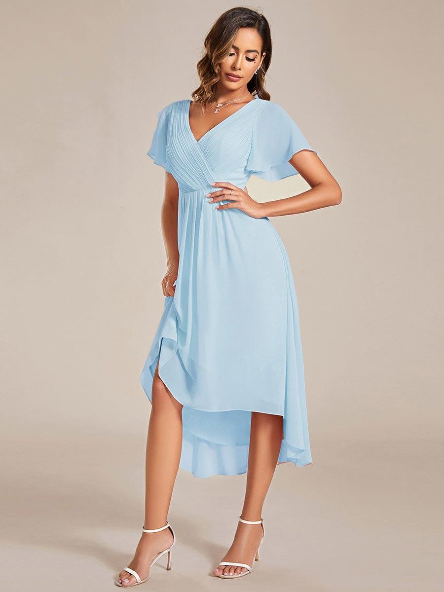 ever FAYE|Chic V Neck High-Low Wedding Guest Dress
