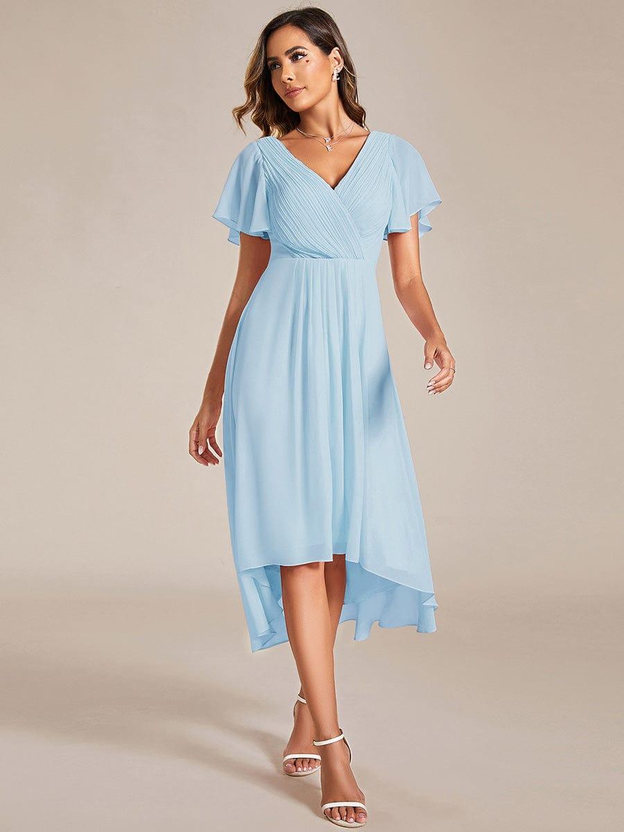 ever FAYE|Chic V Neck High-Low Wedding Guest Dress