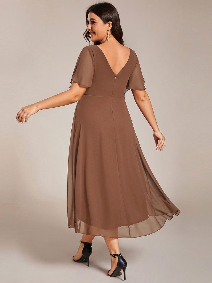 ever FAYE|Chic V Neck High-Low Wedding Guest Dress