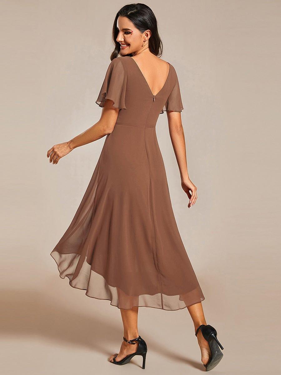 ever FAYE|Chic V Neck High-Low Wedding Guest Dress