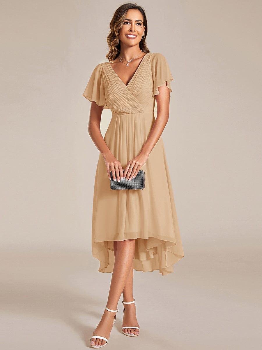 ever FAYE|Chic V Neck High-Low Wedding Guest Dress