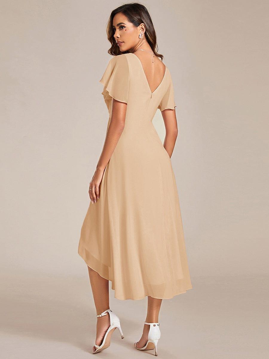 ever FAYE|Chic V Neck High-Low Wedding Guest Dress