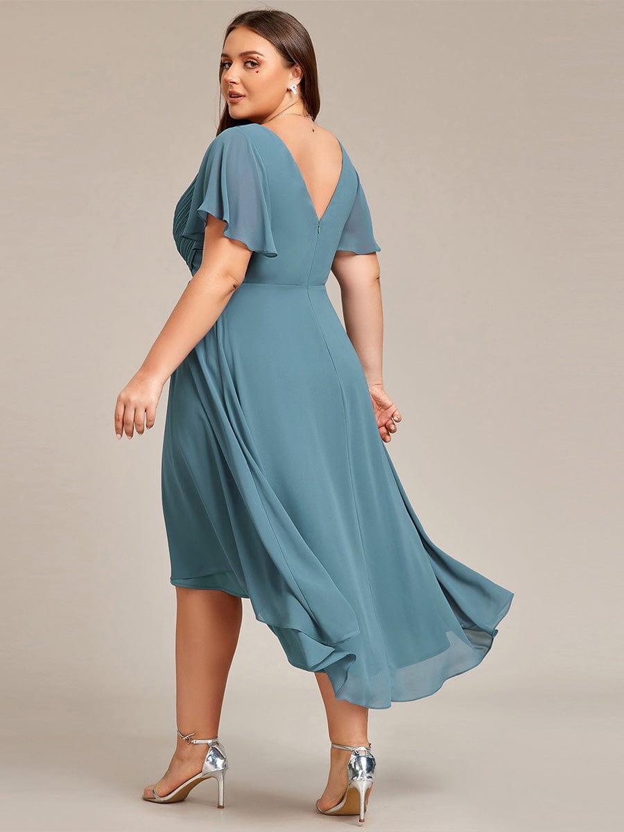 ever FAYE|Chic V Neck High-Low Wedding Guest Dress