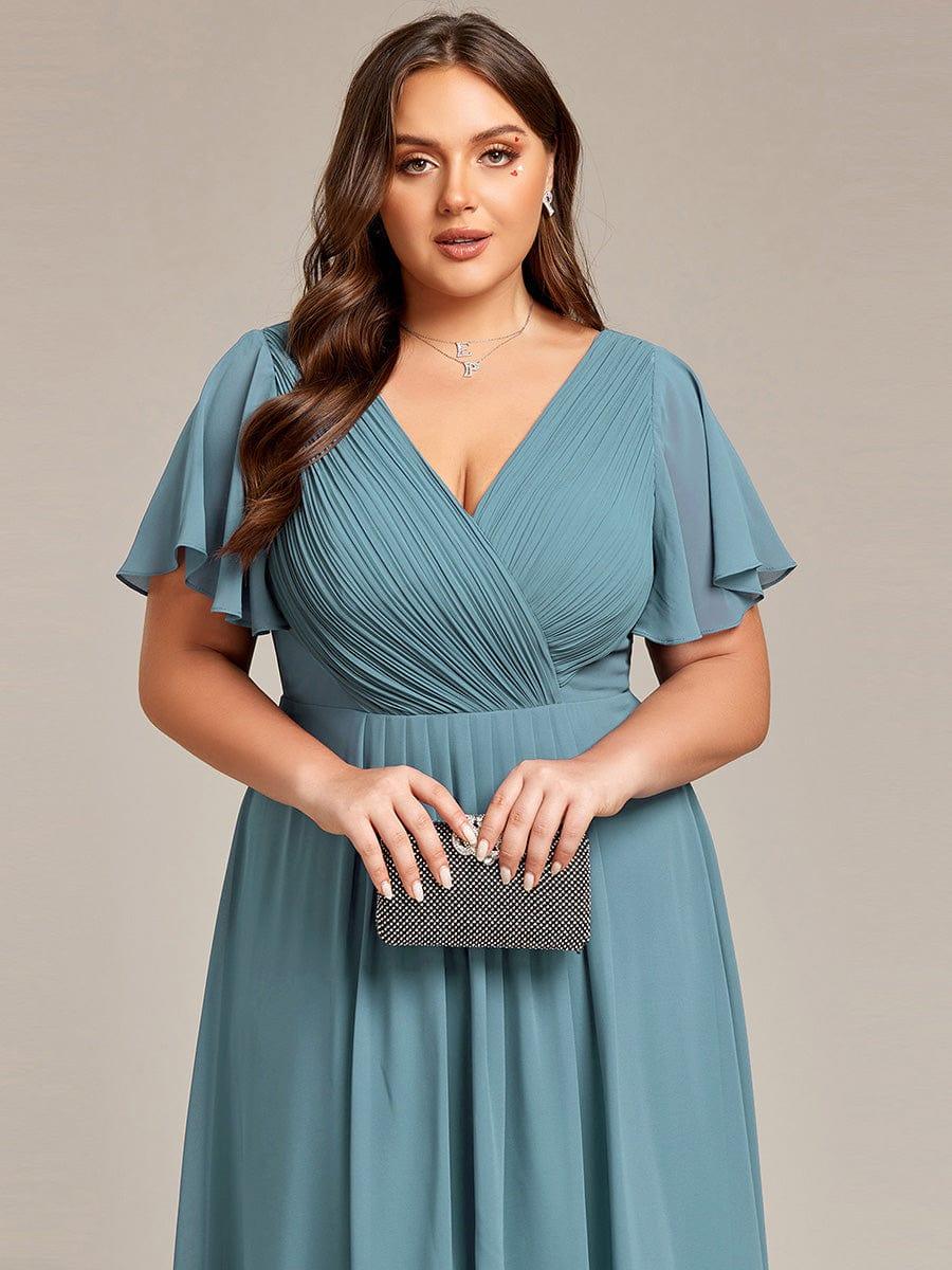 ever FAYE|Chic V Neck High-Low Wedding Guest Dress
