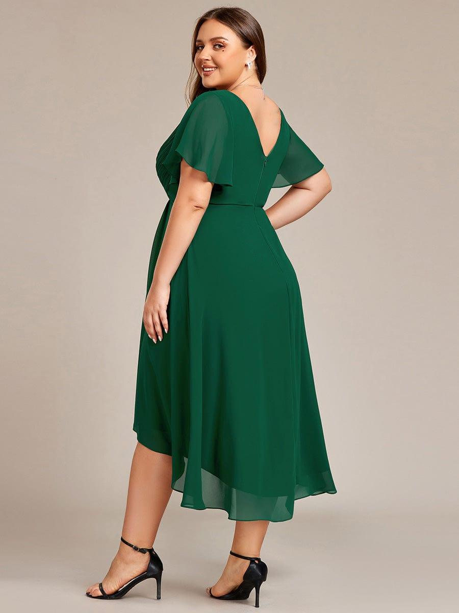 ever FAYE|Chic V Neck High-Low Wedding Guest Dress