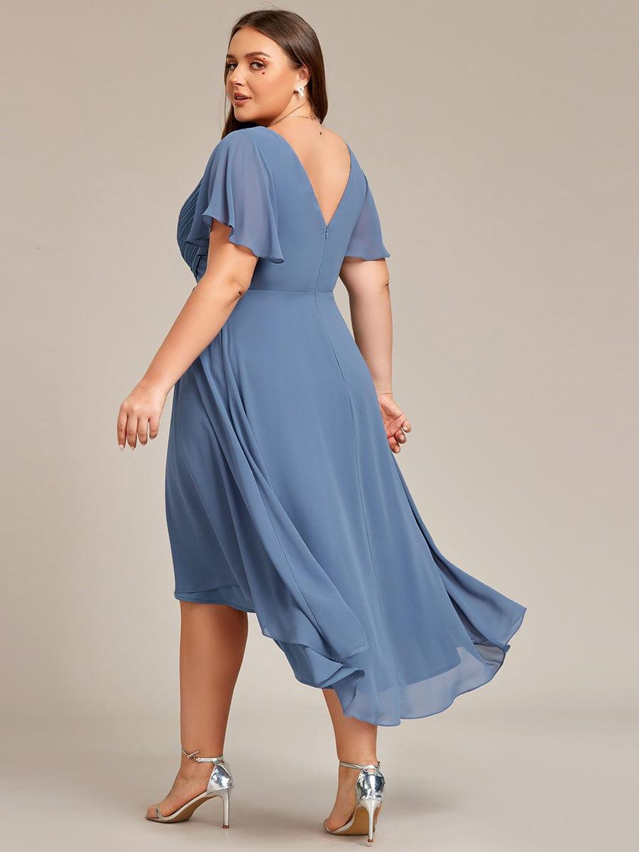 pretty FAYE|Plus Size V-Neck High-Low Chiffon Wedding Guest Dress